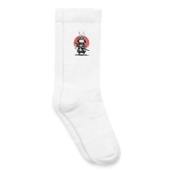 Samurai Rabbit in Armor with Katana - Kids Tennis Socks - white - Right