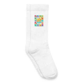 Dino Bunt: 100 Tage Schule - Kinder Tennissocken - Weiß - Rechts