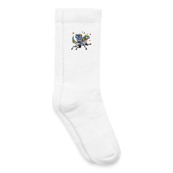 Astronaut Riding Rainbow Unicorn in Outer Space - Kids Tennis Socks - white - Right