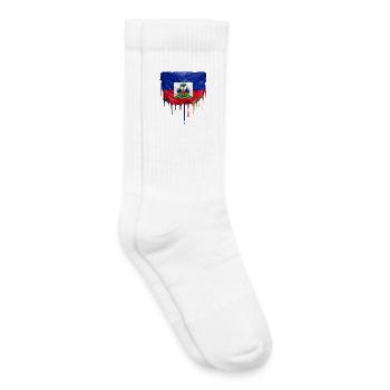 Haiti Flagge mit fließender Lackfarbe - Kinder Tennissocken - Weiß - Rechts