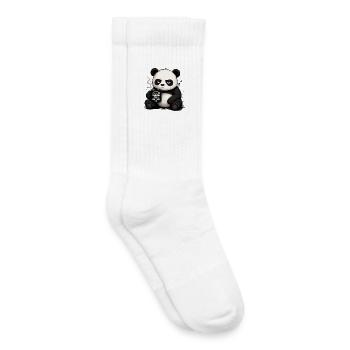 Coffee panda with sarcasm - Kids Tennis Socks - white - Right