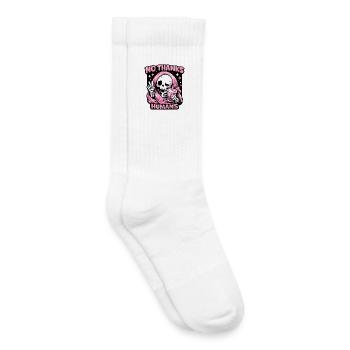 Non merci les humains, mignonne bubble teaper de la faucheuse - Chaussettes de tennis bio enfant - blanc - Droite