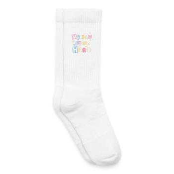 Mon père est mon héros - Douce fête des pères / cadeau d’enfant - Chaussettes de tennis bio enfant - blanc - Droite