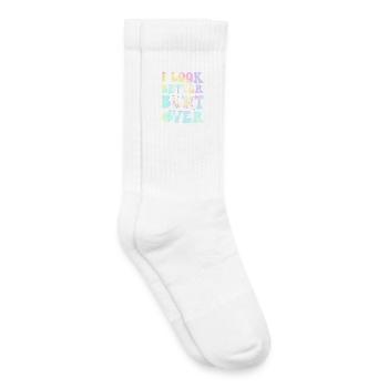 Ich sehe besser aus, wenn ich über das Abschlag gebeugt bin. - Kinder Tennissocken - Weiß - Rechts