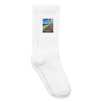 Sternennacht in Huntington Beach, Kalifornien - Kinder Tennissocken - Weiß - Rechts