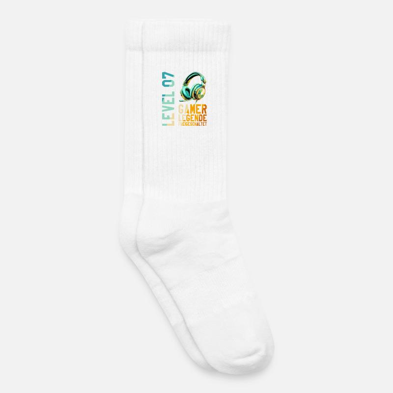 7. Geburtstag Junge Mädchen Gaming Level 7 Jahre - Kinder Tennissocken - Weiß