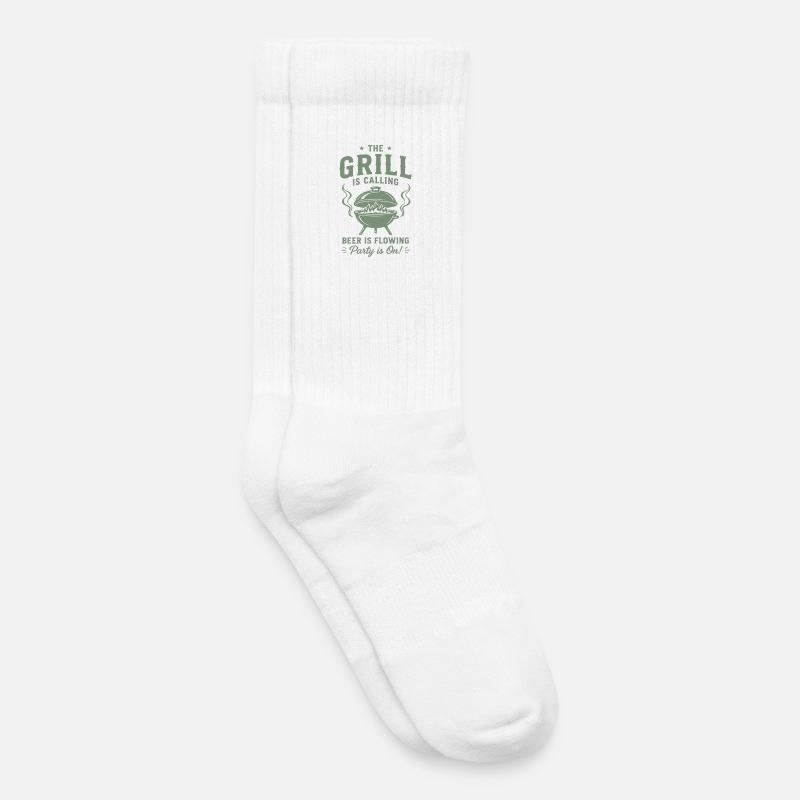 THE GRILL IS CALLING Beer Is Flowing BBQ - Kinder Tennissocken - Weiß