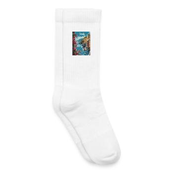 Italian Coastal Landscape with Flowers and - Kids Tennis Socks - white - Right