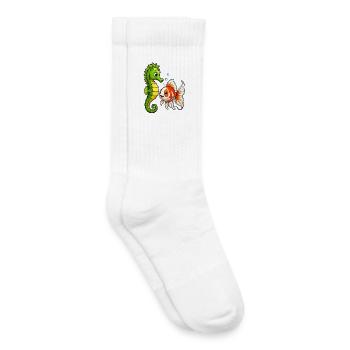 Underwater Friends Seahorse Goldfish - Kids Tennis Socks - white - Right
