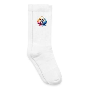 Poodle Motif - Kids Tennis Socks - white - Right