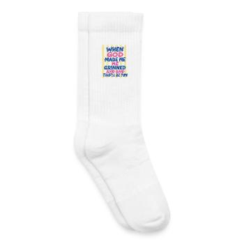 Dieu rit : Tu vas t’amuser - Chaussettes de tennis bio enfant - blanc - Droite