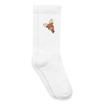 Alaskan Moose Elk Deer Cute funny Alaska Moose - Kids Tennis Socks - white - Right