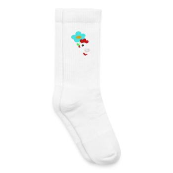 Printemps des Enfants Poulet Fleurs - Chaussettes de tennis bio enfant - blanc - Droite