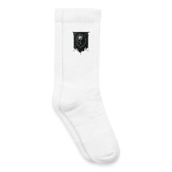 Gothic Banner - Schädel mit Verzierungen - Kinder Tennissocken - Weiß - Rechts