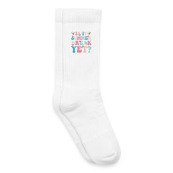 Summer Break Retro Floral Lettering - Kids Tennis Socks - white - Right
