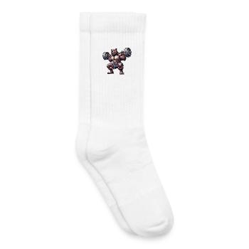 Bär mit Hantel Fitness Training Muskelaufbau - Kinder Tennissocken - Weiß - Rechts