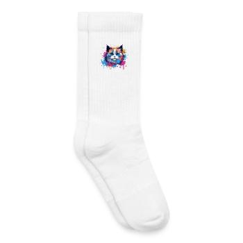 Birman-Katzengesicht Bunte Splash-Kunst - Kinder Tennissocken - Weiß - Rechts