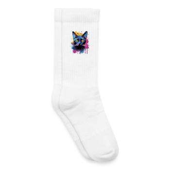 Splash Art Bombay Katzengesicht Bunt - Kinder Tennissocken - Weiß - Rechts