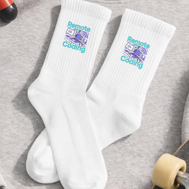Remote Developer Remote And Coding Web Programmer Kids Tennis Socks
