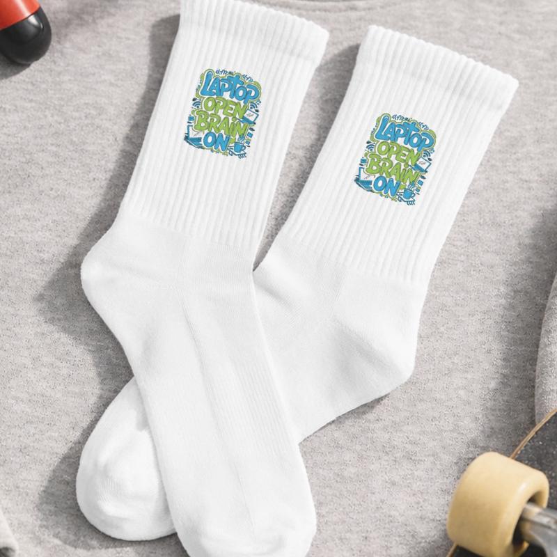 Remote Developer Laptop Open Brain On Remote Coder Kinder Tennissocken