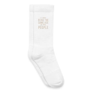 Seltsames Alter: Gleiches Alter wie alte Menschen - Kinder Tennissocken - Weiß - Rechts
