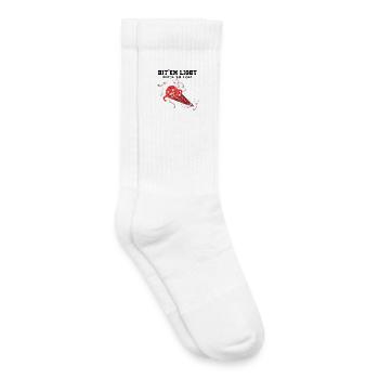 Hit Em All Watch Em Fight Bowling Pins Crashing - Kids Tennis Socks - white - Right