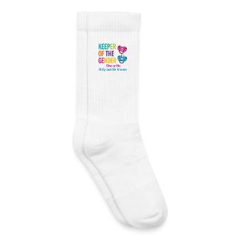 Gender Reveal Keeper Of The Gender Auntie Knows - Kids Tennis Socks - white - Right