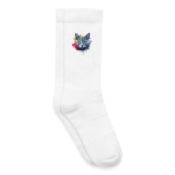 Splash Art Chartreux Katzengesicht Farbe - Kinder Tennissocken - Weiß - Rechts
