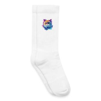Farbenfrohe, exotische Katzengesicht-Splash-Art - Kinder Tennissocken - Weiß - Rechts