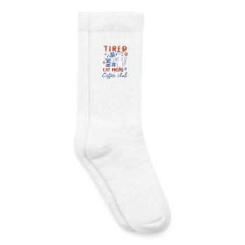 Tired Cat Moms Coffee Club - Kids Tennis Socks - white - Right