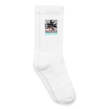 Beach Time mit Vintage Strand und Sonnenuntergang - Kinder Tennissocken - Weiß - Rechts