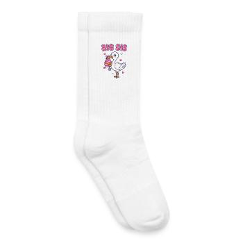 Gender Reveal Big Sister Baby Shower Team Pink Mom - Kids Tennis Socks - white - Right