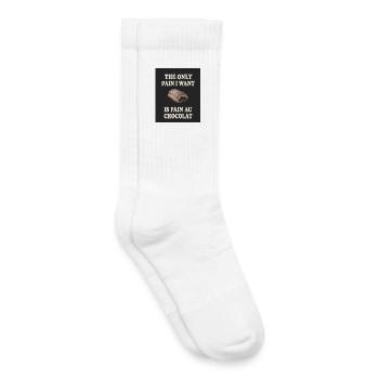 Pain au chocolat Jeu de mots culinaire vintage - Chaussettes de tennis bio enfant - blanc - Droite