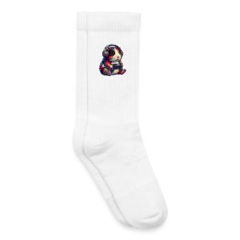 Gamer Hamster im Neon Farben Meerschweinchen - Kinder Tennissocken - Weiß - Rechts