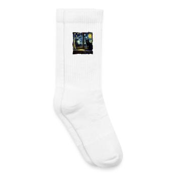 Black Cat Starry Night - Kids Tennis Socks - white - Right