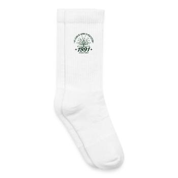 35e anniversaire Fleurs sauvages vintage 1991 Rétro - Chaussettes de tennis bio enfant - blanc - Droite