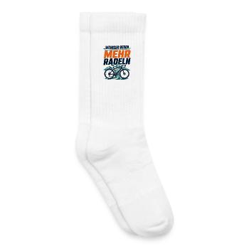 Weniger Reden Mehr Radeln Bike Abenteuer - Kinder Tennissocken - Weiß - Rechts