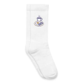 Petit-déjeuner : brunch drôle, café, bacon, nourriture - Chaussettes de tennis bio enfant - blanc - Droite