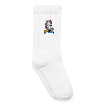 Ich Könnte Nett Sein Aber Warum Einhorn Spruch - Kinder Tennissocken - Weiß - Rechts