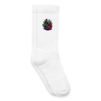 Cassowaries in a tropical blossom frenzy - Kids Tennis Socks - white - Right