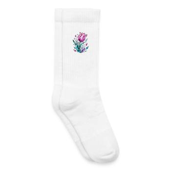 Crystal Tulip Blossom Diamond Flower - Kids Tennis Socks - white - Right