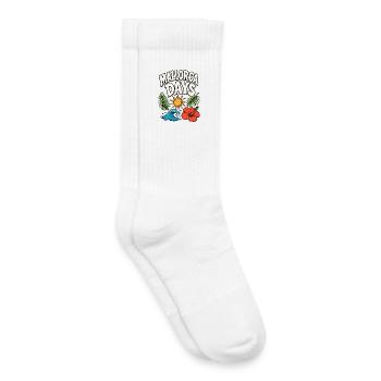 Mallorca Days with sun, wave and hibiscus - Kids Tennis Socks - white - Right