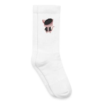 Chat danseur - Chaussettes de tennis bio enfant - blanc - Droite