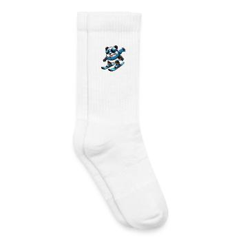 Panda Skier Winter Comic Funny - Kids Tennis Socks - white - Right