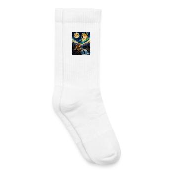 Shiba Inu Hurlant Lune Doge Kawaii - Chaussettes de tennis bio enfant - blanc - Droite