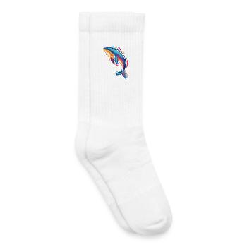 Baleine colorée dans l’océan pour les amateurs de mer et - Chaussettes de tennis bio enfant - blanc - Droite