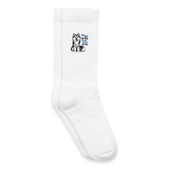 Husky Paillettes Husky Drôle Husky Dog Lover Design Merch - Chaussettes de tennis bio enfant - blanc - Droite