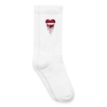 Dripping heart in Latvian flag - Kids Tennis Socks - white - Right