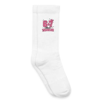13th Birthday Shirt Funny Meme 67th Birthday 13 - Chaussettes de tennis bio enfant - blanc - Droite