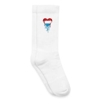Luxembourg Herzflagge Tropfen BlauRotWeiß - Kinder Tennissocken - Weiß - Rechts